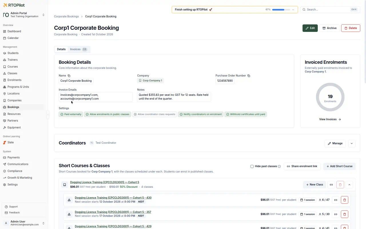Corporate booking page overhaul and comments