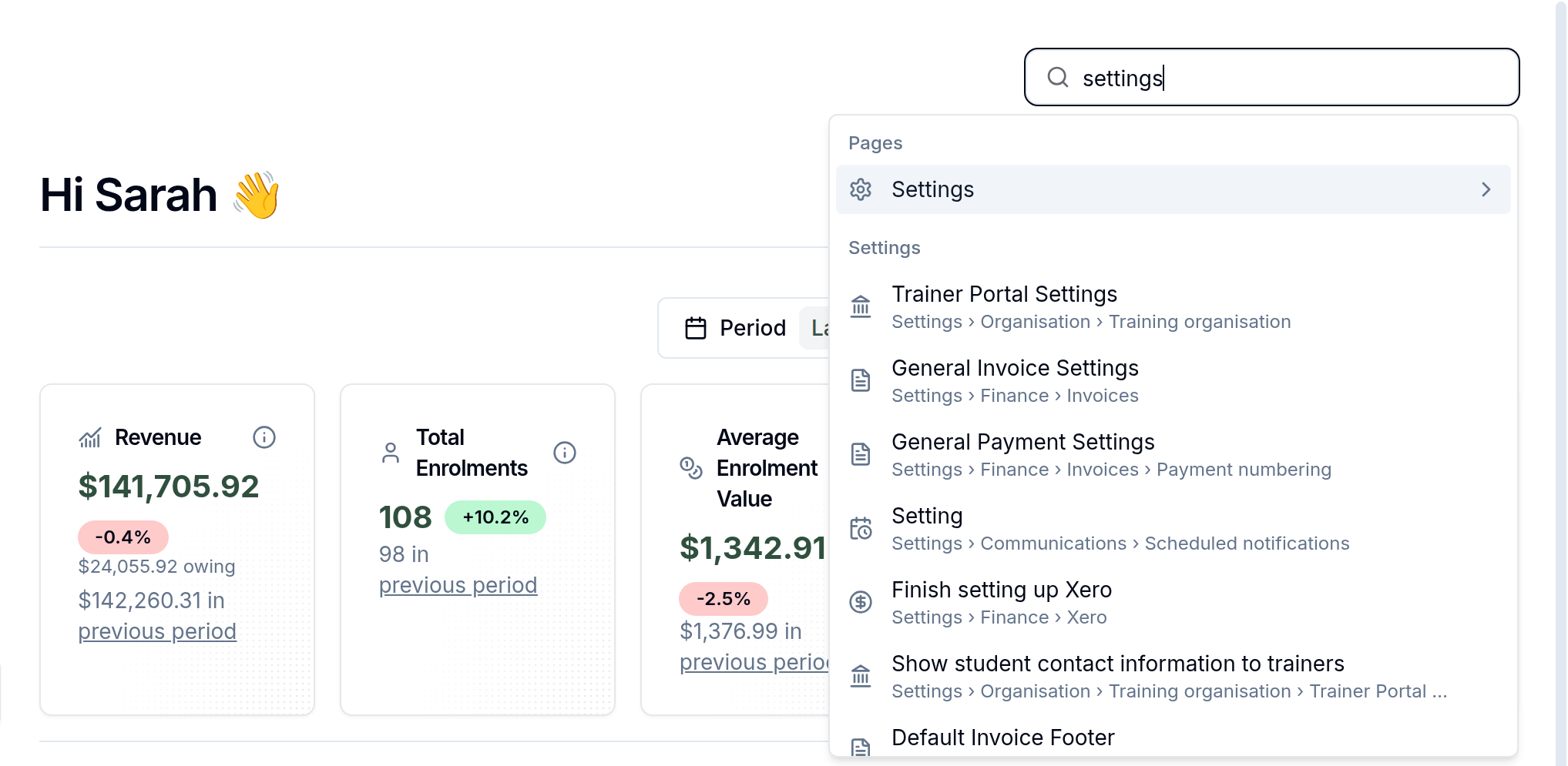 Unified admin search
