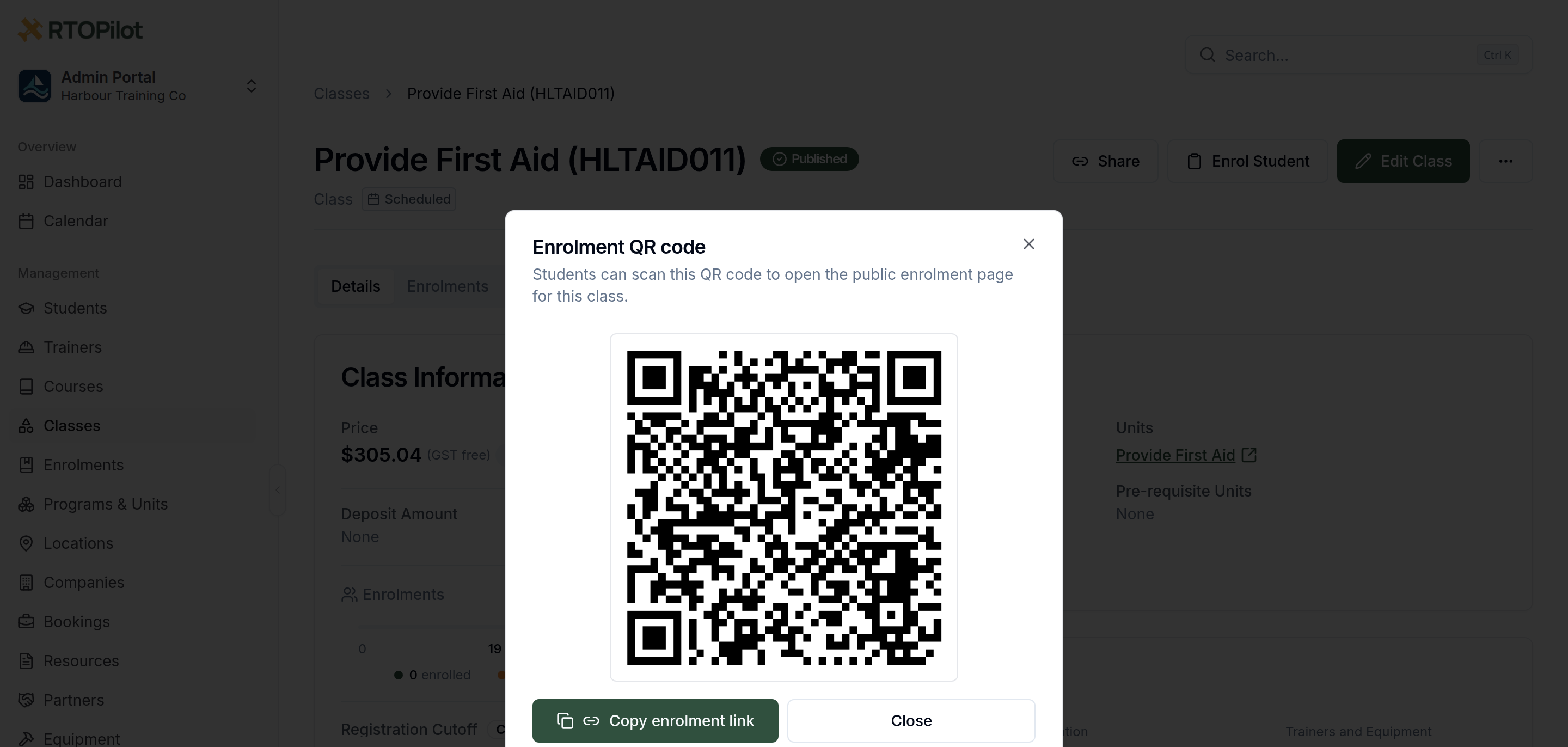 Enrolment QR code